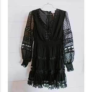 NWT Black Long Sleeve Tiered Dress
